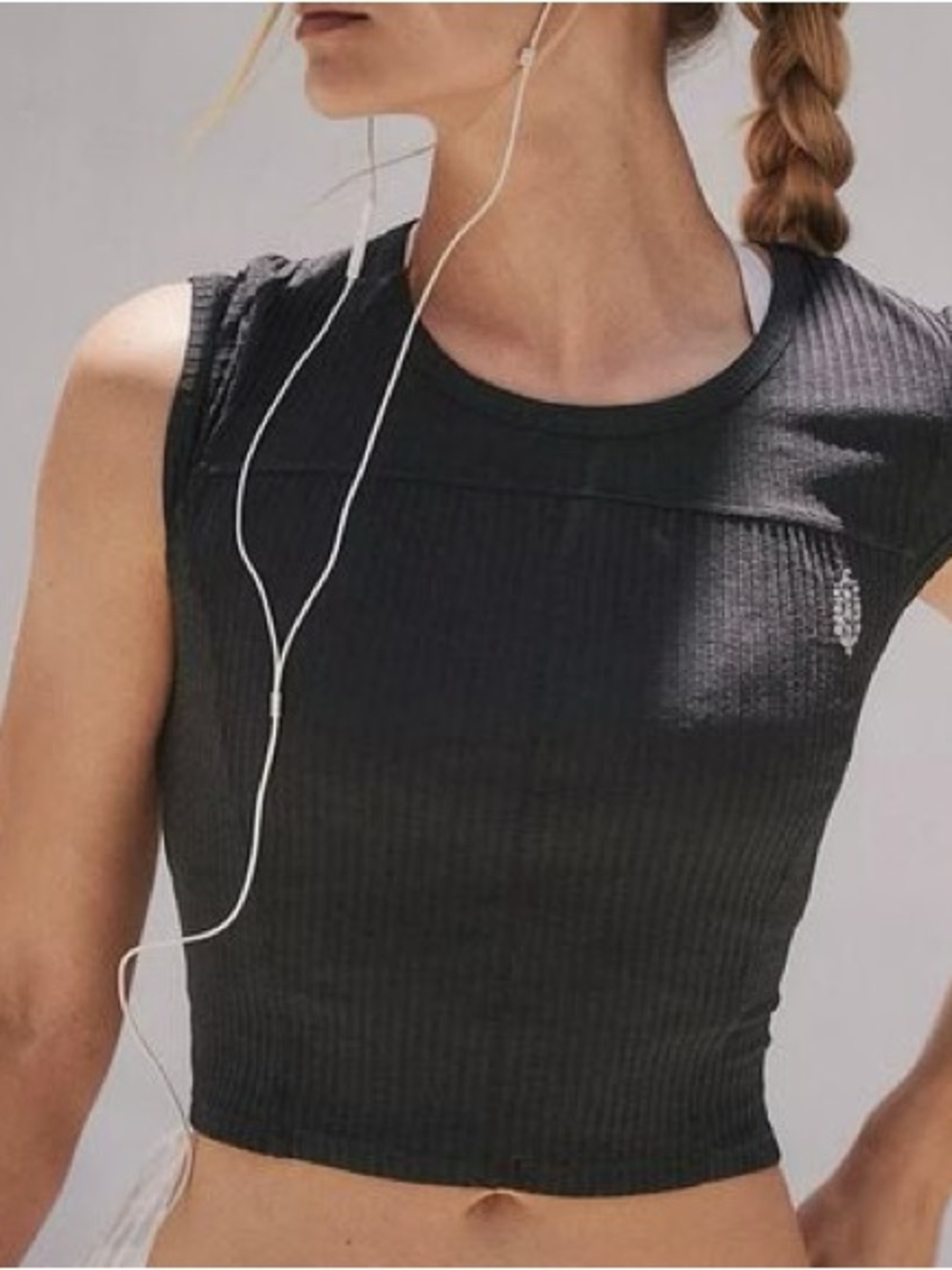 FP Movement Tempo Ribbed Baby Tee Black Women’s Size Medium Free people - Picture 1 of 4